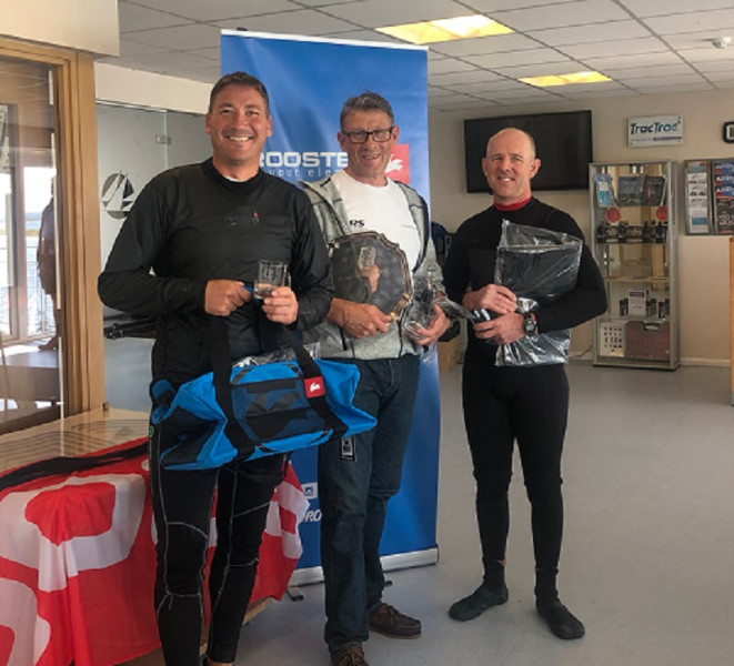RS700 Inland Championship Prize winners: left Matt Carter 3rd, centre Colin Dacey champion, right Spike Daniels 2nd RS700 Inland Championship Prize winners: left Matt Carter 3rd, centre Colin Dacey champion, right Spike Daniels 2nd